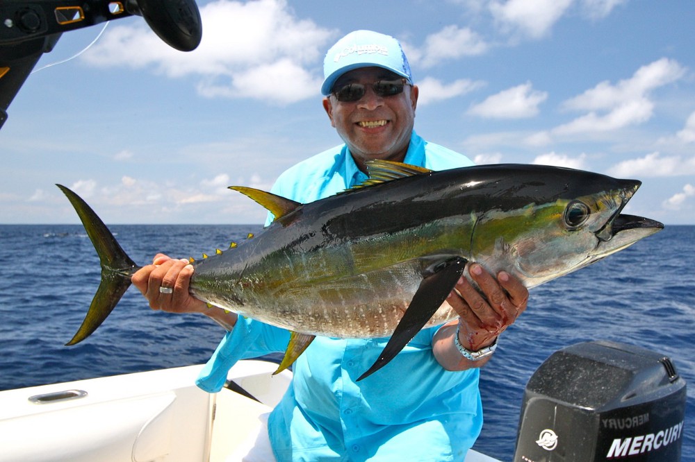 A hobbyist fisher catchs a fish
